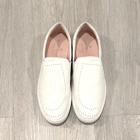 Kate Spade Leather Azores White Slip On Sneakers Size 9 - Picture 4 of 5